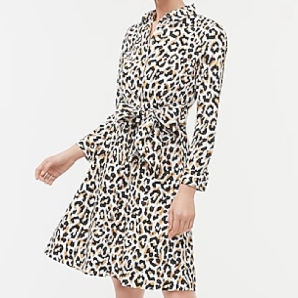 J. Crew leopard tie-waist shirtdress